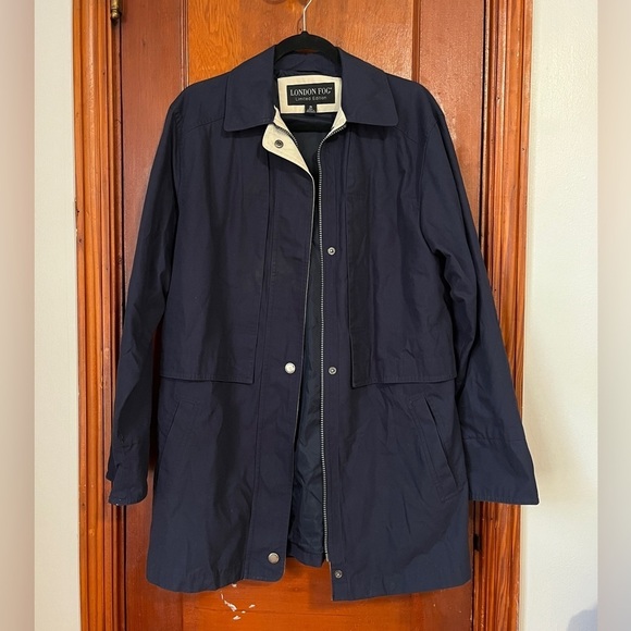 London Fog Jackets & Blazers - London Fog Limited Edition Jacket - Dark Blue and Light Tan Trim Size S